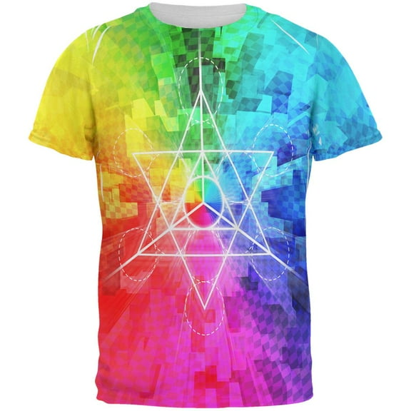 Tetrahedron Star Sacred Geometry All Over Mens T Shirt Multi LG