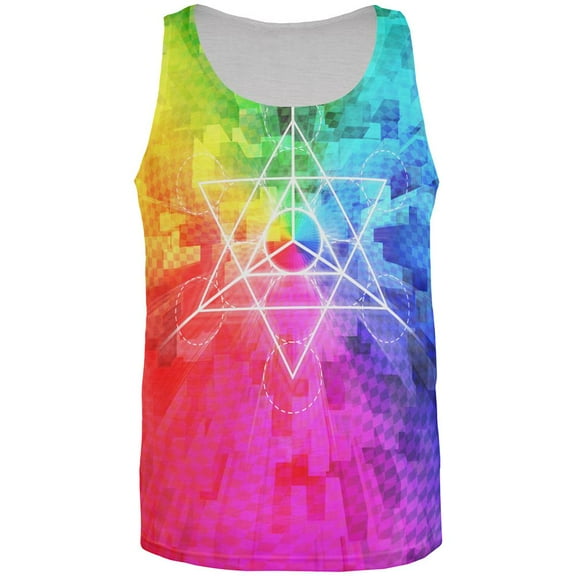 Tetrahedron Star Sacred Geometry All Over Mens Tank Top Multi LG