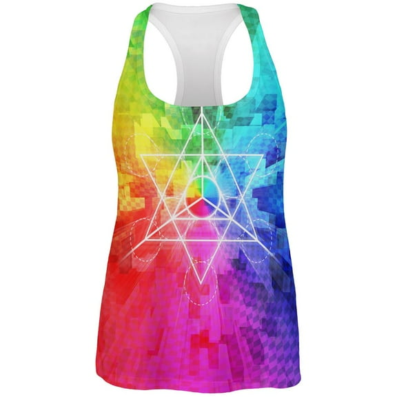 Tetrahedron Star Sacred Geometry All Over Womens Work Out Tank Top Multi X-LG