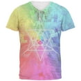 thumbnail image 1 of Tetrahedron Star Sacred Geometry Mens Soft V-Neck T Shirt Heather White LG, 1 of 2