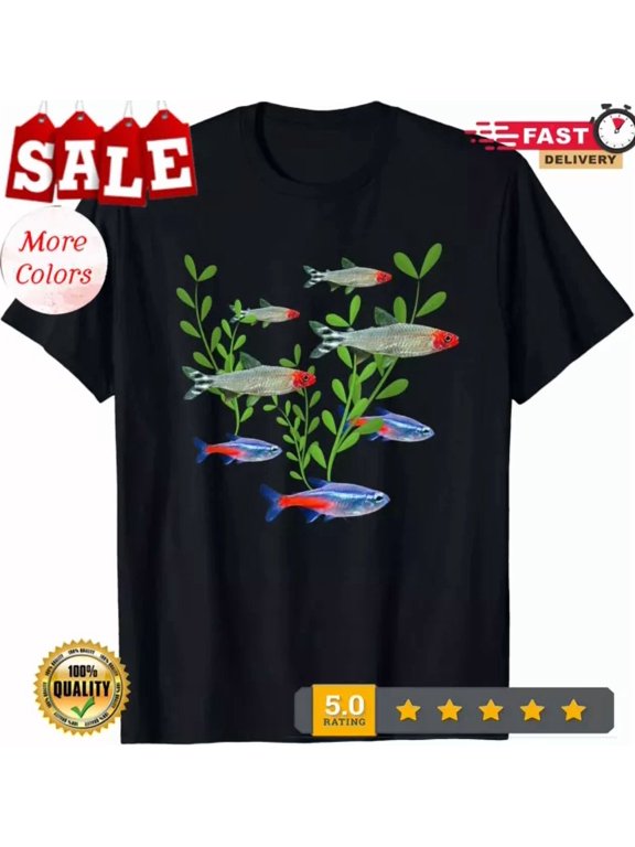Tetras Aquarium Neon Tetras Rummy Nose Tetras Fish T-Shirt BLACK Unisex S-5XL Hot Trending Shirt, Vintage Birthday Gift