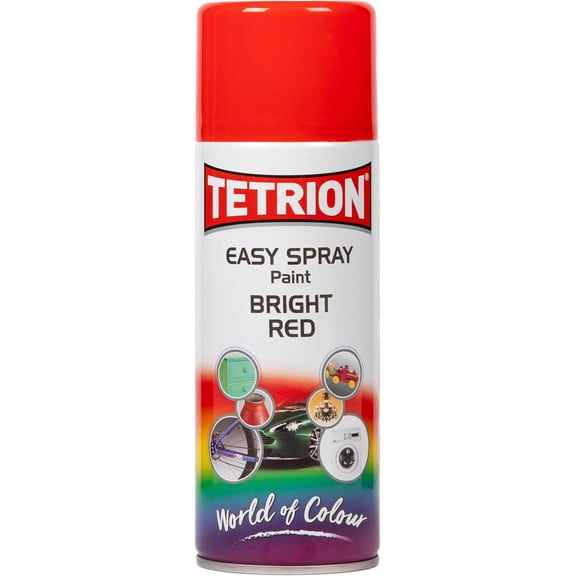 Tetrion Easy Spray Paint – Bright Red 400ml - Acrylic Spray for Wood, Metal, Plastic, Ceramic & More - Smooth, Vibrant Finish, Long Lasting - Indoor & Outdoor Use, 13.5 Oz
