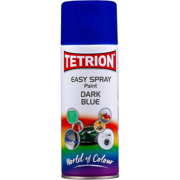 Tetrion Easy Spray Paint – Dark Blue 400ml -All-Purpose Fast Drying Acrylic Spray for Wood, Metal, Plastic, Ceramic & More, Smooth Base Coat - Indoor & Outdoor Use, 13.5 Oz