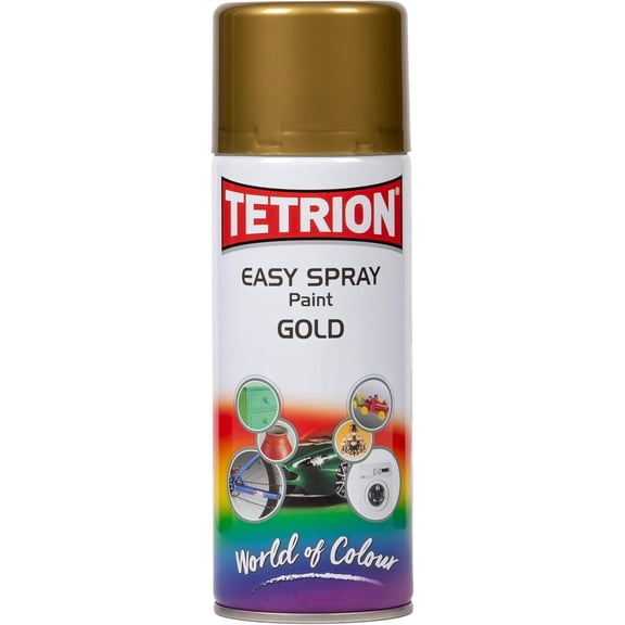 Tetrion Easy Spray Paint – Gold 400ml - Long-Lasting, All-Purpose Acrylic Spray for Indoor & Outdoor Use – Great for Wood, Metal, Plastic & More, 13.5 Oz