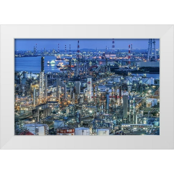 Tetsurou, Kobayashi 32x23 White Modern Wood Framed Museum Art Print Titled - Coastal Industrial Area