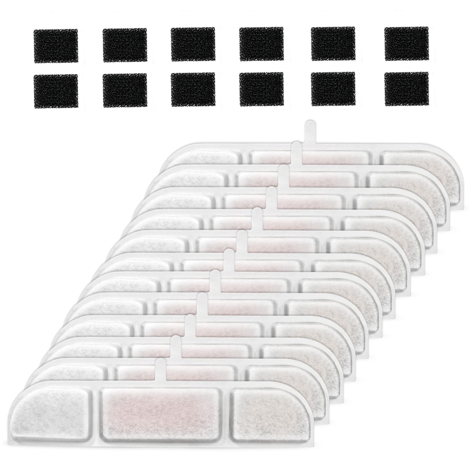 Tettie Cat Water Fountain Filter,Replacement Filters for 84oz/2.5L Battery Operated Pet Water Fountain (12Pcs) C49