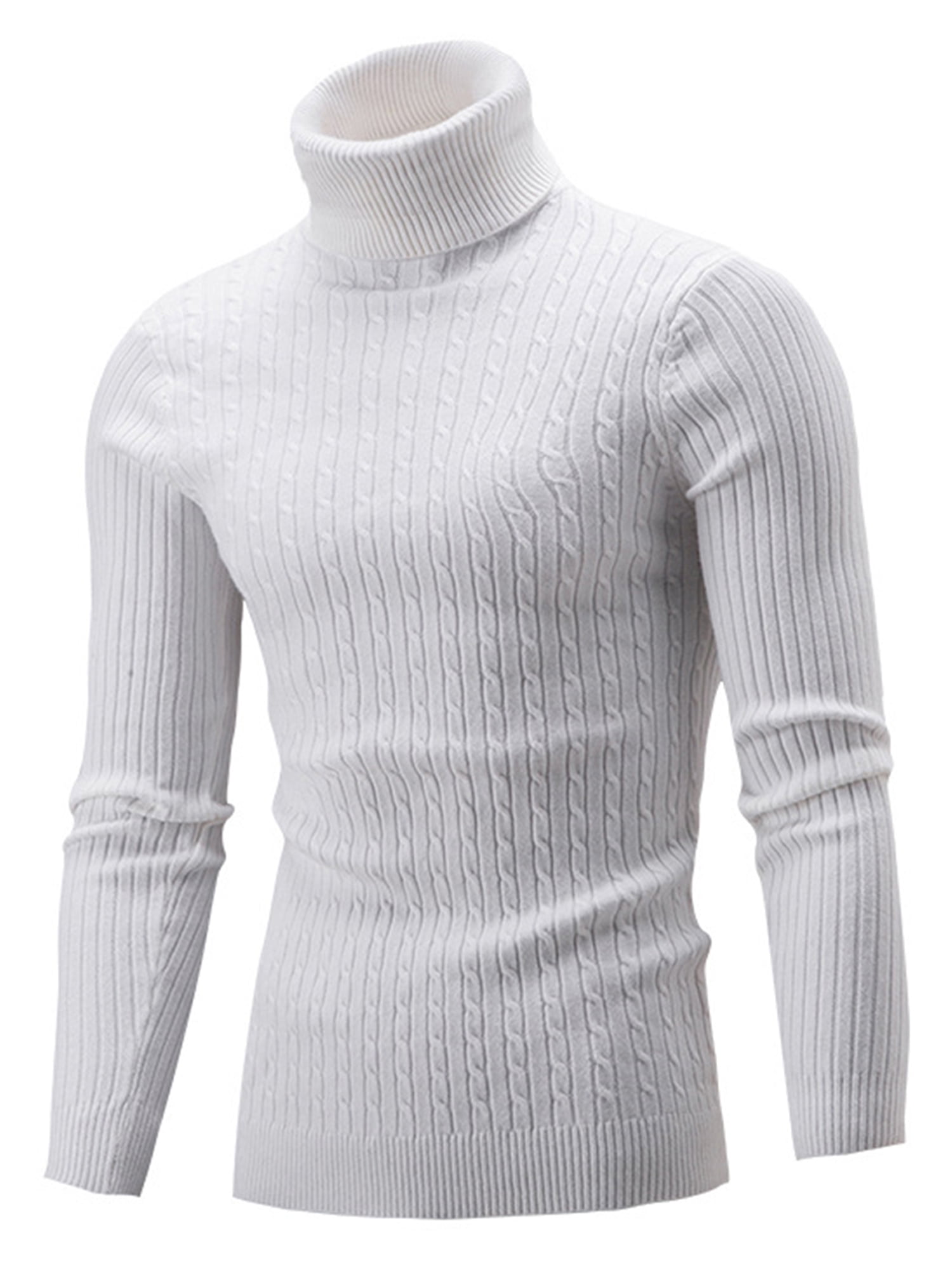 Tetyseysh Men Slim Fit Turtleneck Sweater Casual Twist Pattern Knitted ...