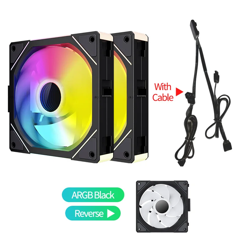 TEUCER JM-1 120mm ARGBファン ノーマル4個リバース4個 Teucer JM-1 PC Case Fan Mirror Cycle ARGB 120mm 12v/4Pin PWM