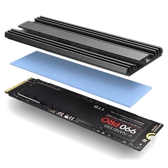 TEUCER TEUCER M.2 SSD Heatsink Desktop PC, Gaming PC, PS5 Heat Sinks with Lightweight, Gray, 4 Count