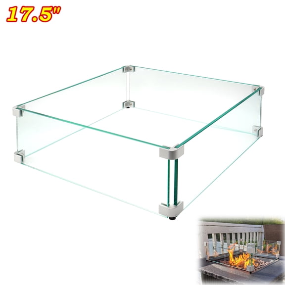 Teupoa 17.5" Fire Pit Wind Guard, Glass Wind Guard for Fire Pit,Clear Tempered Glass Set with Assembly Instructions, Screwdriver, Easy to Install