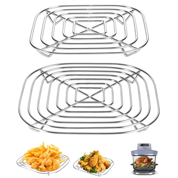 Teupoa 2pcs Air Fryer Rack Compatible for Ninja FN101 AS101, 8" 6" Stainless Steel Crisper Rack Replacement, Dishwasher Safe & Heat Resistant