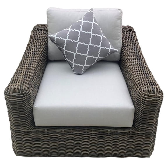 Teva Furniture Monterey Wicker / Rattan Club Chair with Cushion in Brown/Beige