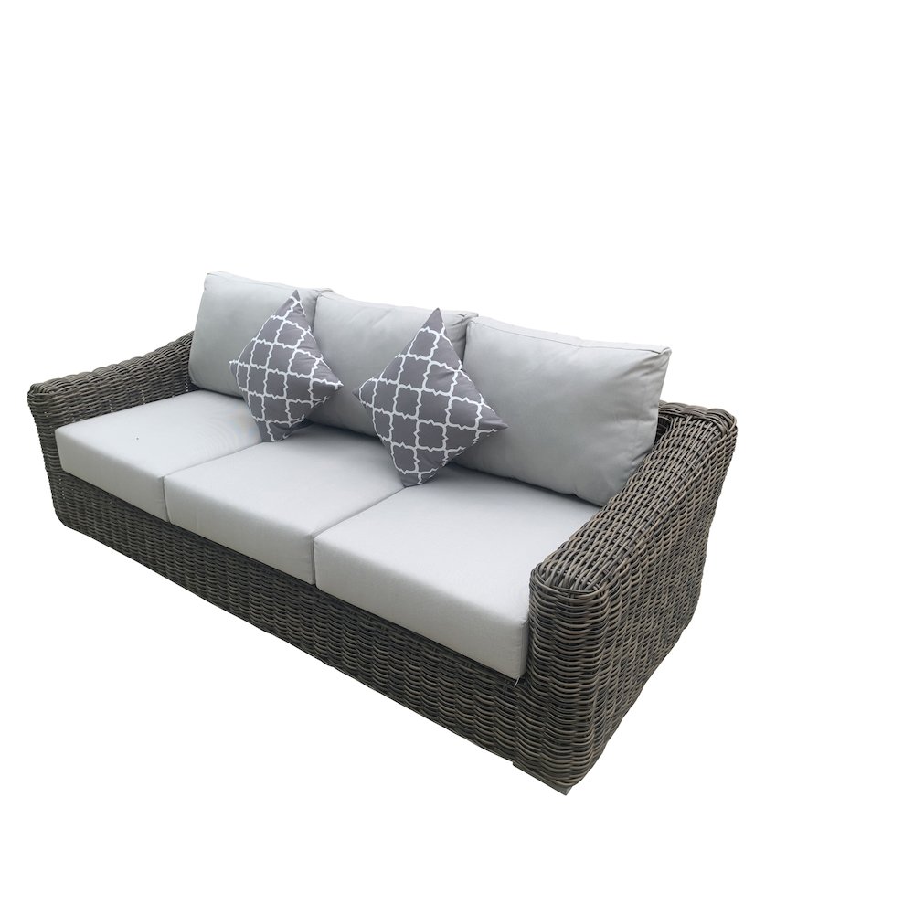 Teva Furniture Monterey Wicker / Rattan Patio Sofa with Cushion in Brown/Beige
