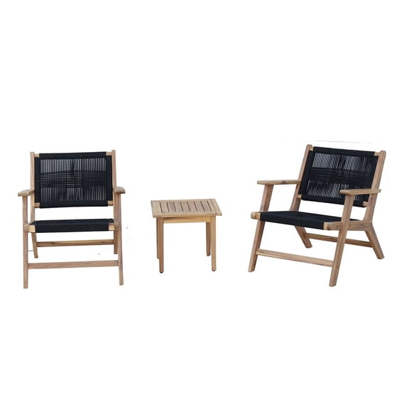 Teva Furniture Wooden Venice Club Chair Seating Set with Dark Grey Rope Weave