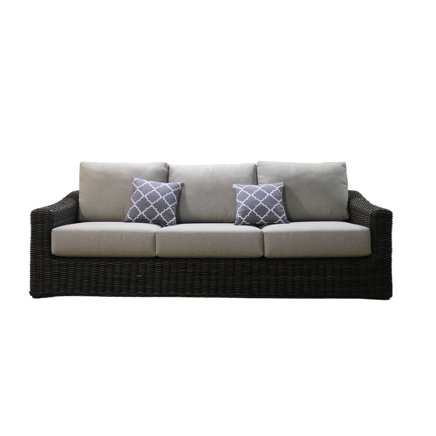 Teva Patio Furniture Catalina Sofa with Two Tone Brown/Beige PE Wicker