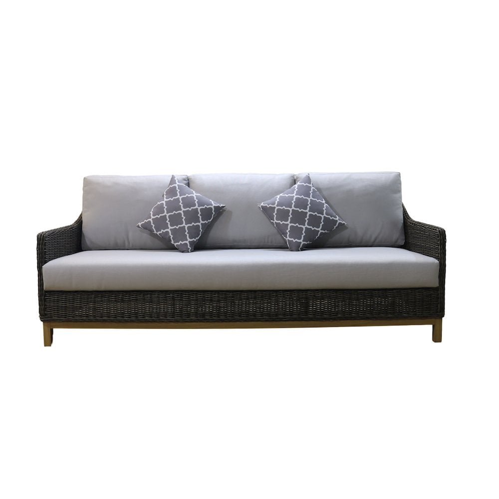 Teva Patio Furniture Napa Brown/Beige Wicker Sofa with Silver Grey Cushion