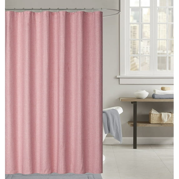 Teva Solid Waffle Shower Curtain Light Red