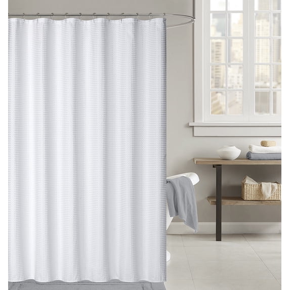 Teva Solid Waffle Shower Curtain White