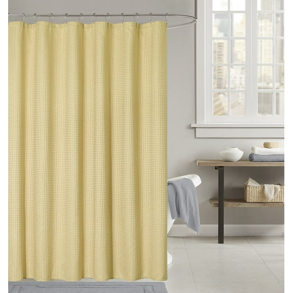 Teva Solid Waffle Shower Curtain Yellow