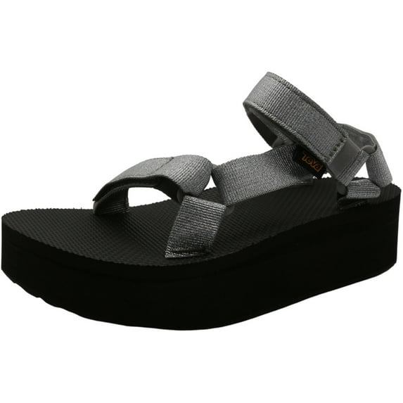 Teva Women's Flatform Universal Metallic Silver Ankle-High Nylon Sandal - 6M
