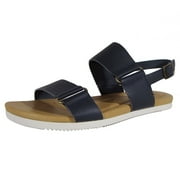 Teva Womens Avalina Flat Leather Backstrap Sandal Shoes, Navy 6
