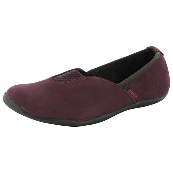 Teva Womens Niyama Slip On Waterproof Leather Skimmer Flats, Burgundy, US 5
