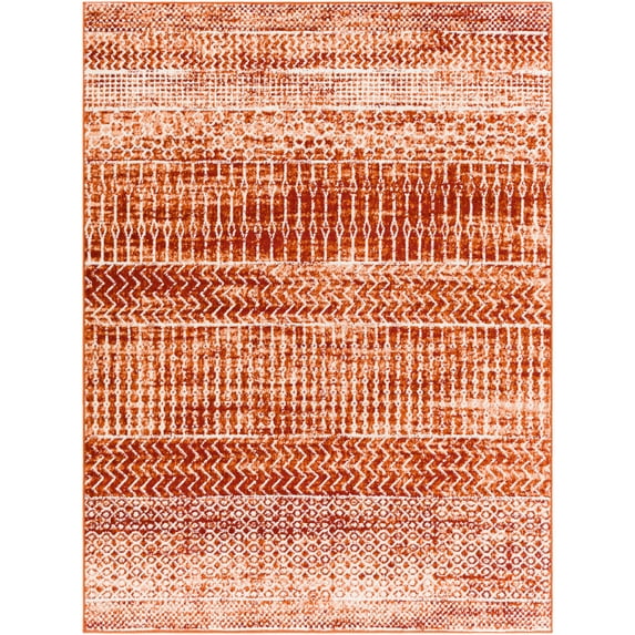 Tevazu Burnt Orange 7'10" x 10' Traditional Rectangle Area Rug