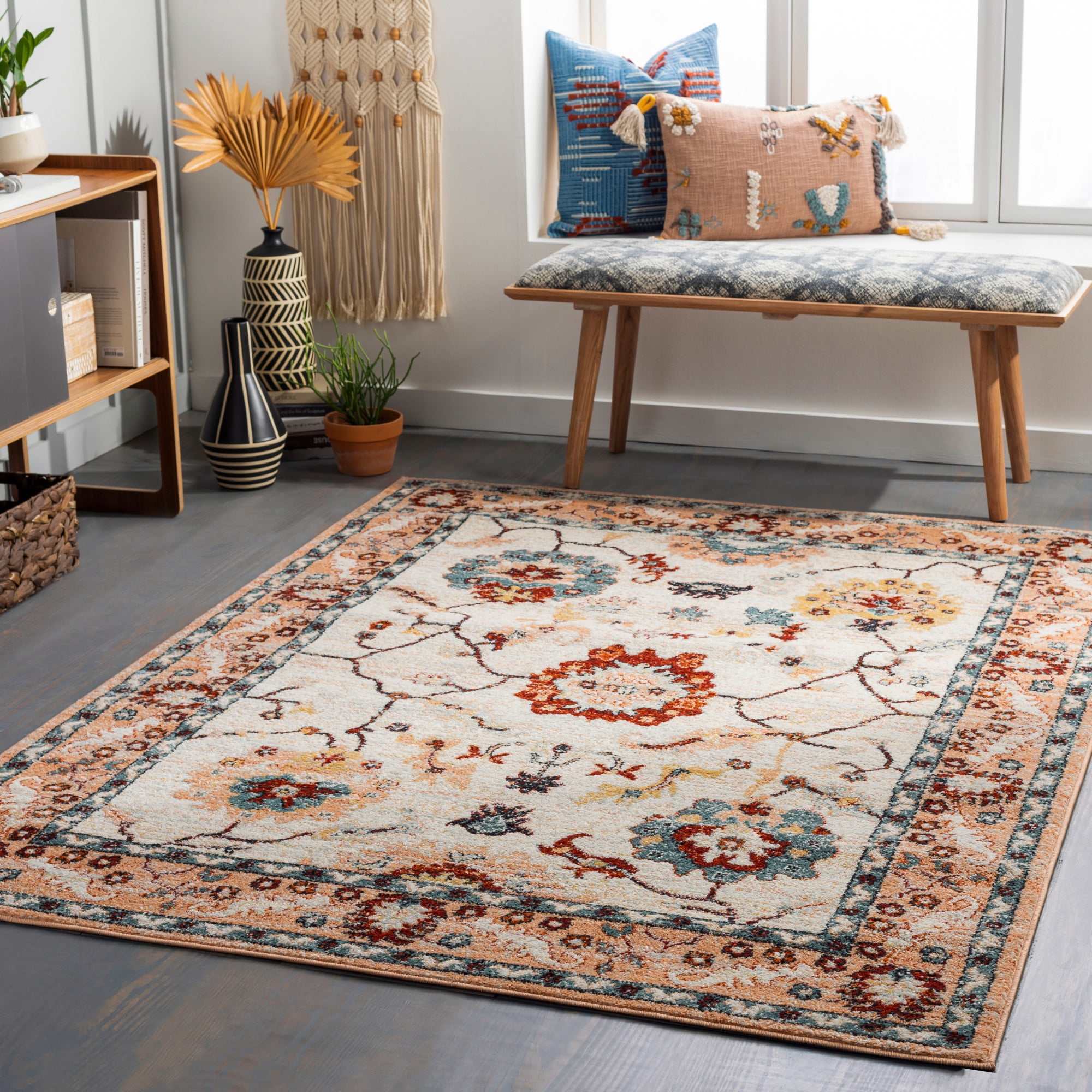 Tevazu Light Grey 7'10" x 10' Traditional Rectangle Area Rug