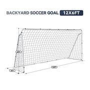 TeviRoom, ZENY Portable Soccer Goal [12x6 ft] for Backyard, Kids/Adults, with Net, White, 6 Stakes