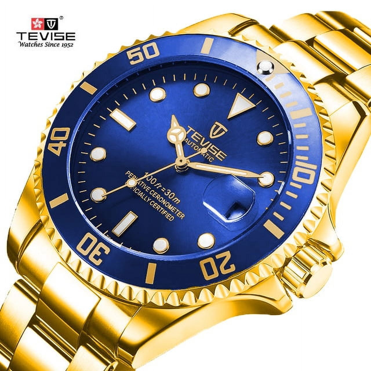 Tevise Classic Quartz Watch Man Waterproof Stainless Steel Wristwatches for Men Relogio Masculino