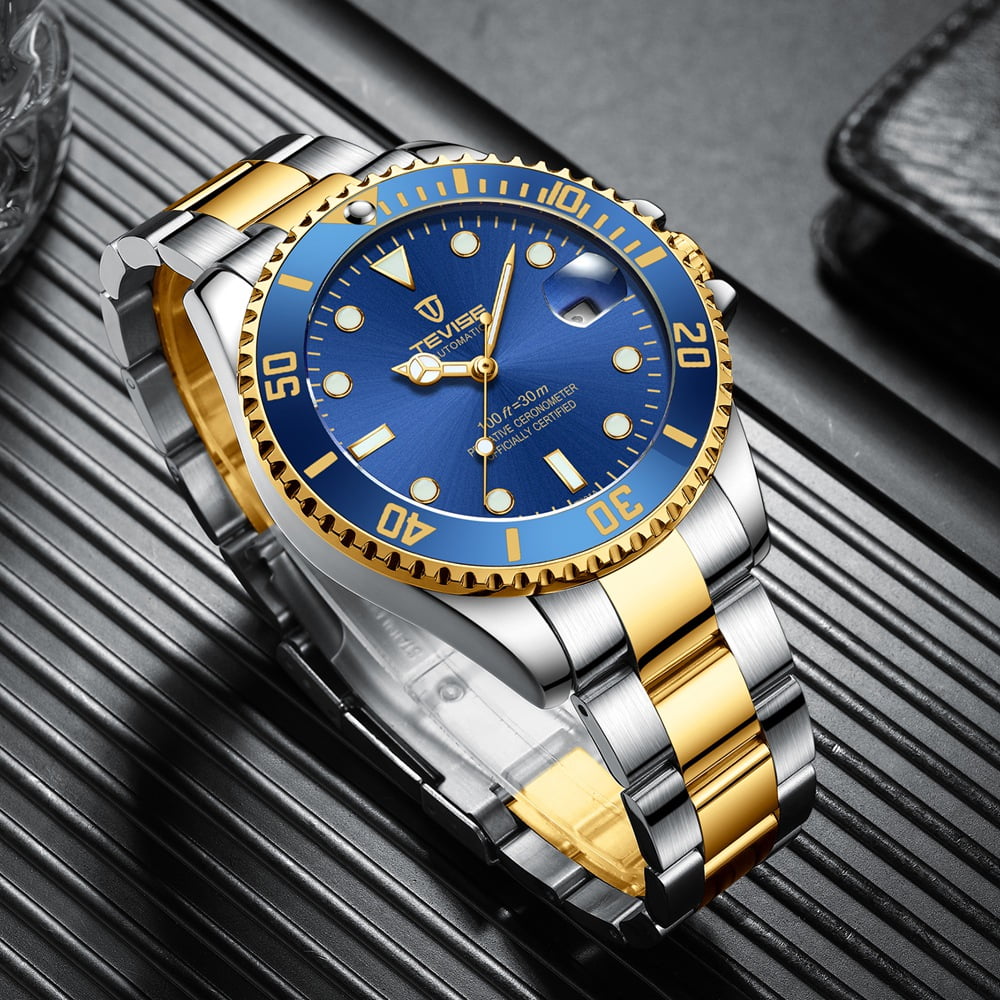 Tevise Classic Quartz Watch Man Waterproof Stainless Steel Wristwatches for Men Relogio Masculino