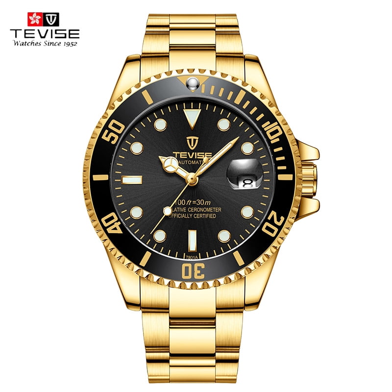 Tevise Classic Quartz Watch Man Waterproof Stainless Steel Wristwatches for Men Relogio Masculino