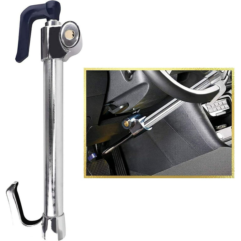 Steering Wheel Lock Anti-Theft Device,The Club Steering Wheel Lock with  Adjustable Length Clamp Double Hook Locks,Universal Wheel Locks for