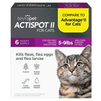 TevraPet Actispot II Flea Treatment for Small Cats 5-9 lbs, Monthly Topical, 6 Count