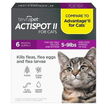 TevraPet Actispot II Flea Treatment for Small Cats 5-9 lbs, Monthly Topical, 6 Count