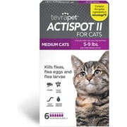 TevraPet Actispot II Flea Treatment for Small and Medium Cats 5-9 lbs | Monthly Topical | 6 Count