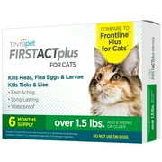 TevraPet FirstAct Plus Flea and Tick Prevention for Cats over 1.5 lbs, 6 Doses