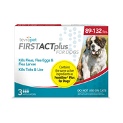 TevraPet FirstAct Plus Flea and Tick Prevention for Extra Large Dogs 89-132 lbs, 3 Monthly Treatments