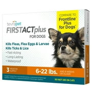 TevraPet FirstAct Plus, Flea and Tick Prevention for Small Dogs 5-22 lbs, 3 Monthly Treatments