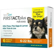 TevraPet FirstAct Plus Flea and Tick Prevention for Small Dogs 6-22 lbs, 6 Monthly Doses, Topical Drops