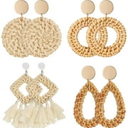 Tewiky Womens Lightweight Bohemian Earrings, 4 Pack