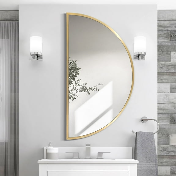 Tewloss DIY Bathroom Mirrors Half Circle Wall Mirror for Bedroom (Gold, S)