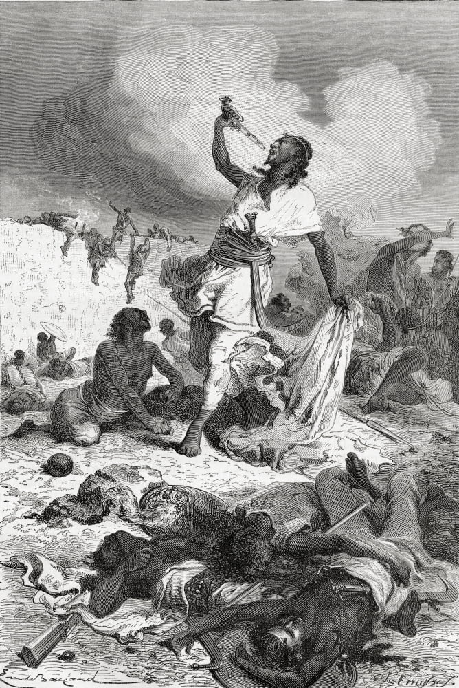 Tewodros Ii Committing Suicide Tewodros Ii Baptized Theodore Ii C 1818 To 1868 Emperor Of Ethiopia From El Mundo En La Mano Published 1875 Canvas Art - Ken Welsh Design Pics (24 x 36)
