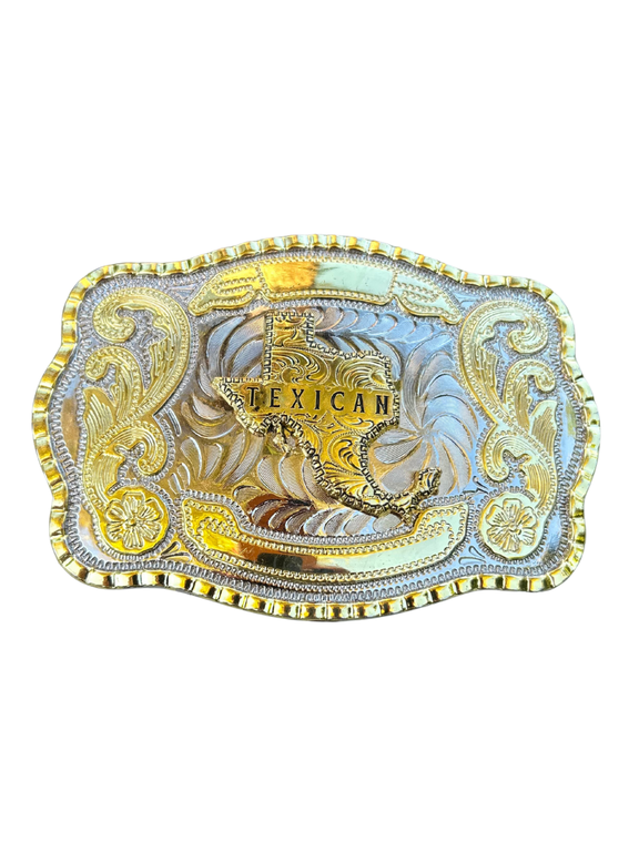 Tex-Mex Western Belt Buckle, Male, Silver, 1-Piece.Hebilla vaquera mexico-texana