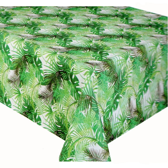 TexStyle Deco Tropical Tablecloth Palm Green Print (70 x 70 Square)