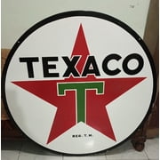 Texaco Gasoline white Pure Porcelain Enamel Heavy Metal Sign 30 inches Double Side