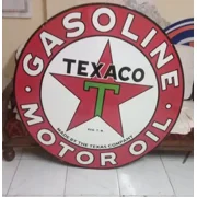 Texaco Motor Oil Porcelain Enamel Heavy Metal Sign 42 Inches Double Side TC