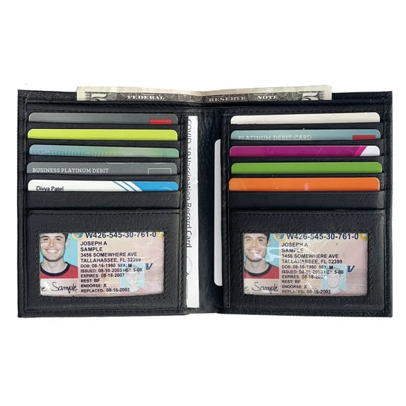 Texan Bull European Hipster Large Credit Card Holder Bifold Mens Wallet Black