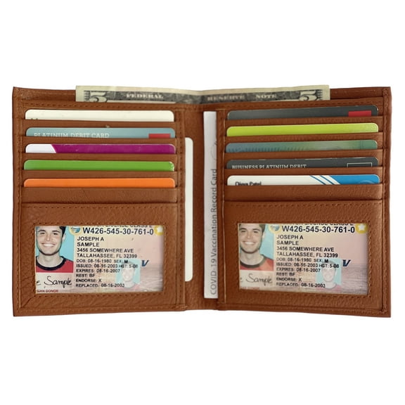 Texan Bull European Hipster Large Credit Card Holder Bifold Mens Wallet Tan