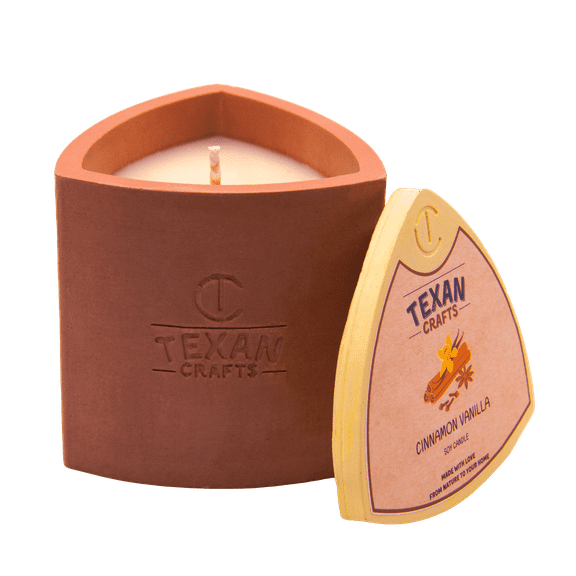 Texan Crafts Cinnamon Vanilla Container Candle, Mica Collection, 100% Natural Soy Wax, Hand Crafted, Decorative Jar
